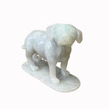 Chinese White Jade Color Stone Puppy Dog Display Figure ws2389S