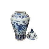 Chinese Large Blue & White Dragons Porcelain General Temple Jar ws2695S