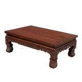 Brown Rosewood Oriental Scroll Carving Rectangular Display Table Stand ws2109S