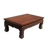 Brown Rosewood Oriental Scroll Carving Rectangular Display Table Stand ws2127S