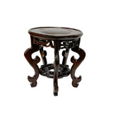 5.75" Chinese Dark Brown Wood Round Legs Table Top Stand Display Easel ws2935S