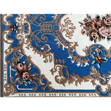 Rectangular Royal Blue Rose Floral Motif Graphic Wool Rug Carpet cs7547S