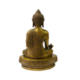 Chinese Distressed Bronze Color Metal Sitting Lotus Buddha Statue ws2122S