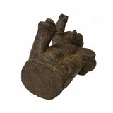 Chinese Distressed Brown Rough Marks Man Playing Drum Figure ws1884S