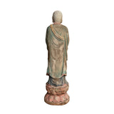 Chinese Rustic Wood Standing Praying Lohon Monk Statue ws2694S