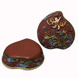 Chinese Mix Color Red Resin Lacquer Peach Shape Box Display Art ws2569S