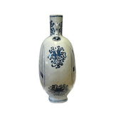 Chinese Blue White Porcelain Oval Flat Body People Theme Vase ws2992S