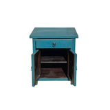 Distressed Bolection Blue One Drawer Simple End Table Nightstand cs7445S