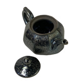 Chinese Jianye Clay Silver Black Glaze Decor Teapot Display Art ws2672S
