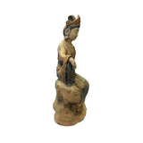 Rustic Wood Sitting Bodhisattva Kwan Yin Tara Buddha Statue ws2751S