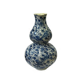 Chinese Blue White Porcelain 3 Mouths Flowers Patten Vase Display ws2998S