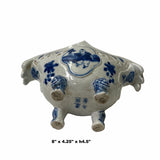 Chinese Oriental Blue Off White Porcelain Graphic Container Planter ws1792S