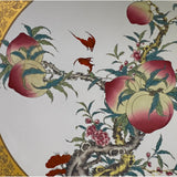 Chinese Pink Peach Tree Graphic Porcelain Display Charger Plate ws2755S