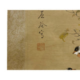 Chinese Color Ink Birds Small Flower on Tree Scroll Painting Wall Art ws2013S