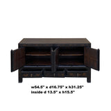 Chinese Distressed Black Golden Graphic TV Console Table Cabinet cs7206S