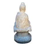 Chinese Oriental Distressed White Marble Stone Carved Sitting Buddha cs7212S