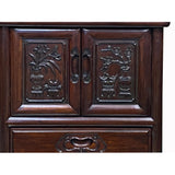 Chinese Oriental Huali Oxblood Brown Rosewood Motif End Table Nightstand cs7453S