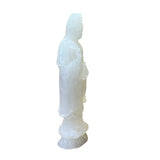 Chinese Off White Stone Standing Kwan Yin Bodhisattva Statue ws2619S