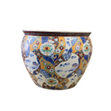 Oriental Vintage Porcelain Mixed Color Flower Graphic Pot ws2293S