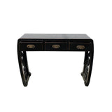 Black Lacquer Curve Panel Legs 3 Drawers Slim Foyer Side Table cs7370S