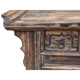 Asian Vintage Rustic Carving Low Kang Table Cabinet Display Stans With Drawer Cs7195S