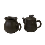 2 Pieces Chinese Brown Zisha Clay Teapot Accent Display Art ws2633S