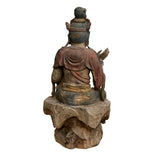 Chinese Rustic Wood Sitting Bodhisattva Kwan Yin Tara Statue ws2698S