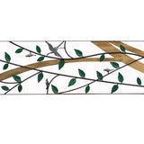 Long Rectangular Metal Green Leaves Pattern Wall Panel Frame Art cs7289S