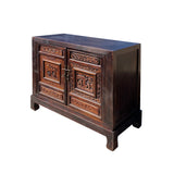 Chinese Brown Scenery Relief Carving Panel Doors Side Table Cabinet cs7430S