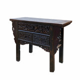 Chinese Vintage Flower Hardware Motif Altar Table Vanity Desk cs7074S