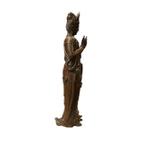 Chinese Brown Guan Yin Tara Bodhisattva Avalokitesvara Wood Statue ws2213S