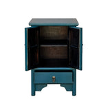 Chinese Bold Bolection Blue Moon Face End Table Nightstand cs7373S