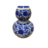 Chinese Oriental Blue White Gourd Porcelain Flower Graphic Vase ws2807S