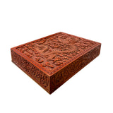 Chinese Red Resin Lacquer Rectangular Dragon Carving Accent Box ws2123S