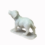 Chinese White Jade Color Stone Puppy Dog Display Figure ws2392S