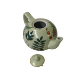 Crackle Pattern Light Green Porcelain Flowers Teapot Shape Display ws2595S