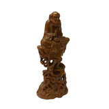 Chinese Brown Zen Master Damo Deity Meditation Wood Statue ws2160S