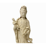 Chinese Off White Porcelain Song Zi Kwan Yin with a Boy Figure / Statue f312S