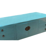 Pastel Blue Lacquer Tall Moon Face 6 Drawers Slim Foyer Side Table cs7563S