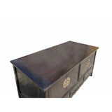 Chinese Dark Brown Stain Low TV Console Table Cabinet cs7123S