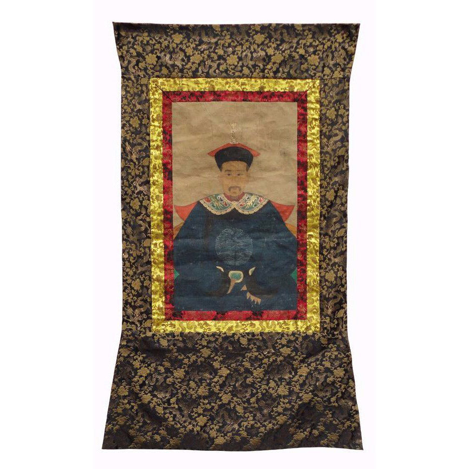 Chinese Hand Painted Emperor Kang Xi's Portrait Hanging Decor f426S