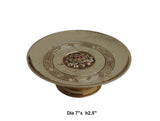 Chinese Handmade Floral Pattern Gold Color Copper Offering Plate / Candle Holder f596S