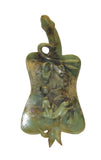 jade stone fan with carved pixie - foo dog