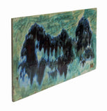 Handmade Chinese Celadon & Blue Color Ceramic Wall Art Tile f973S