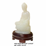 Chinese Off White Stone Sitting Buddha Gautama Amitabha Shakyamuni Statue ws1789S