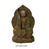 Chinese Rustic Wood Sitting Ksitigarbha Bodhisattva Buddha Statue ws2058S