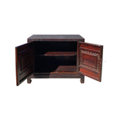 Chinese Brown Scenery Relief Carving Panel Doors Side Table Cabinet cs7430S