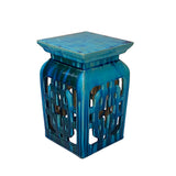 Chinese Ceramic Square Turquoise Green Knot Garden Stand Table cs7286S