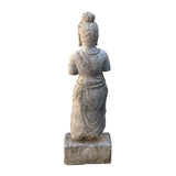 Chinese Stone Standing On Base Kwan Yin Tara Bodhisattva Statue cs7222S