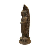 Chinese Rustic Wood Standing Gautama Amitabha Shakyamuni Buddha Statue ws2738S